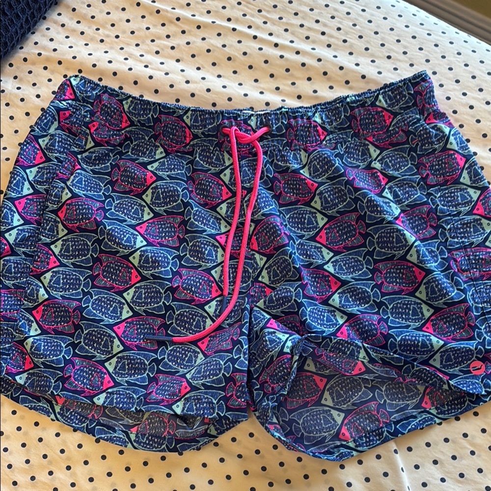 Women's Fish Print Shorts - Blue and Pink